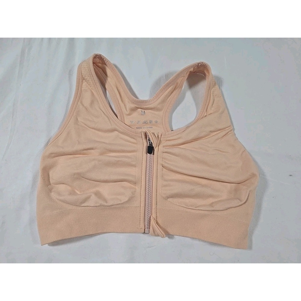Zip Front Bra Size Medium Beige